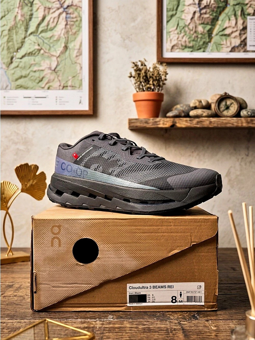 On Cloudultra 3 BEAMS REI Athletic Shoes Black & Gray US 8 M